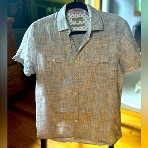 Ted Baker button down, gray/light blue, men’s 3/medium